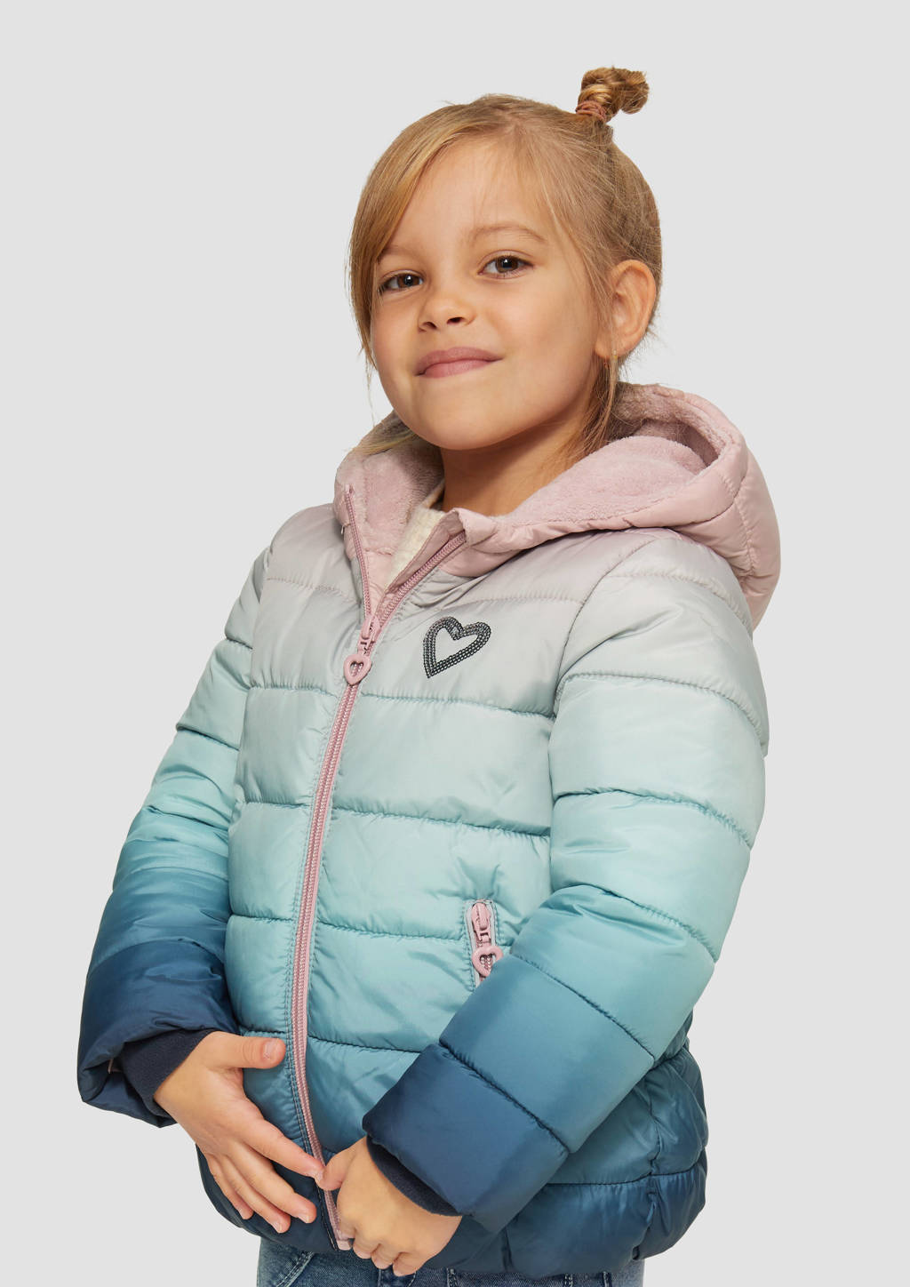 s.Oliver dip-dye gewatteerde tussenjas blauw/roze