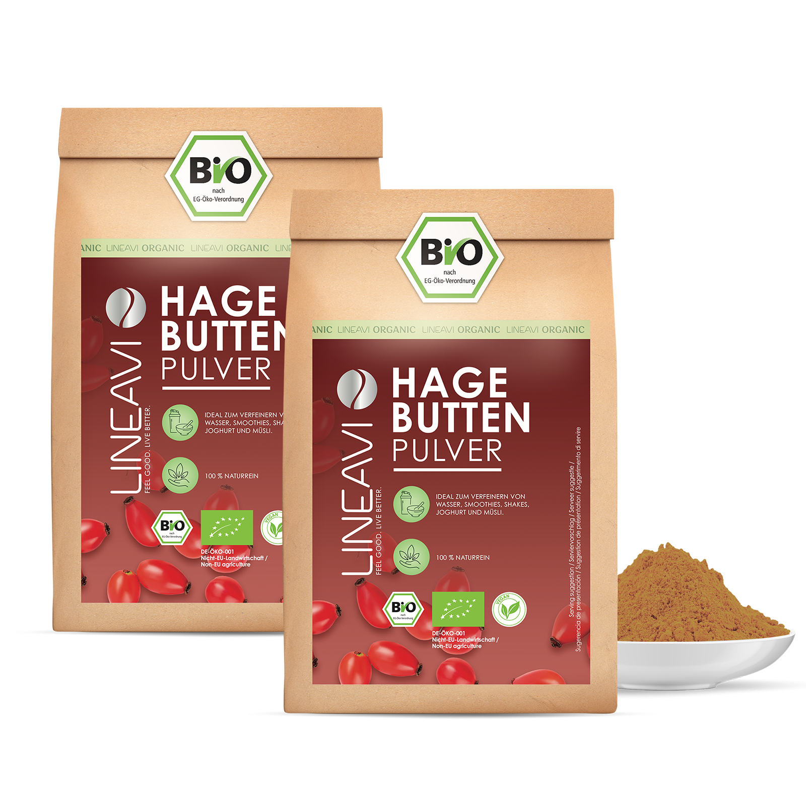 Doppelpack: LINEAVI Hagebuttenpulver bio (2x1000g)