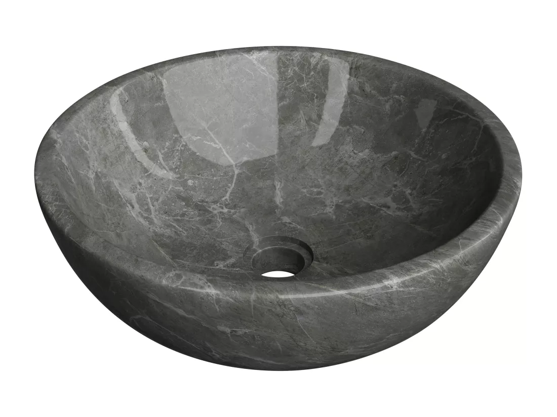 Vasque à poser en marbre - Coloris noir - D40 cm - LAVINO