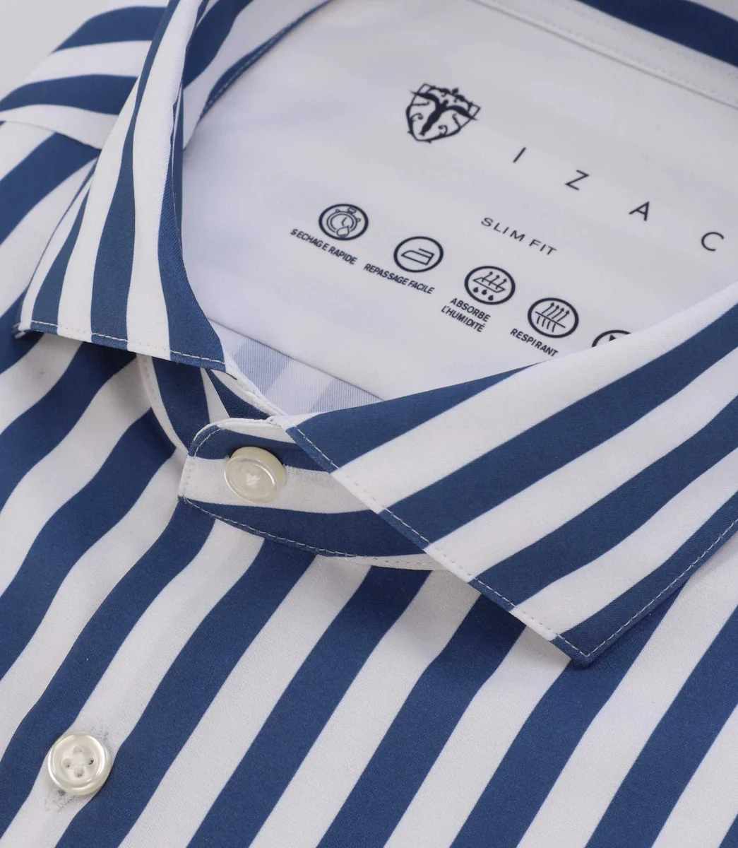 Chemise ajustée rayée bleue