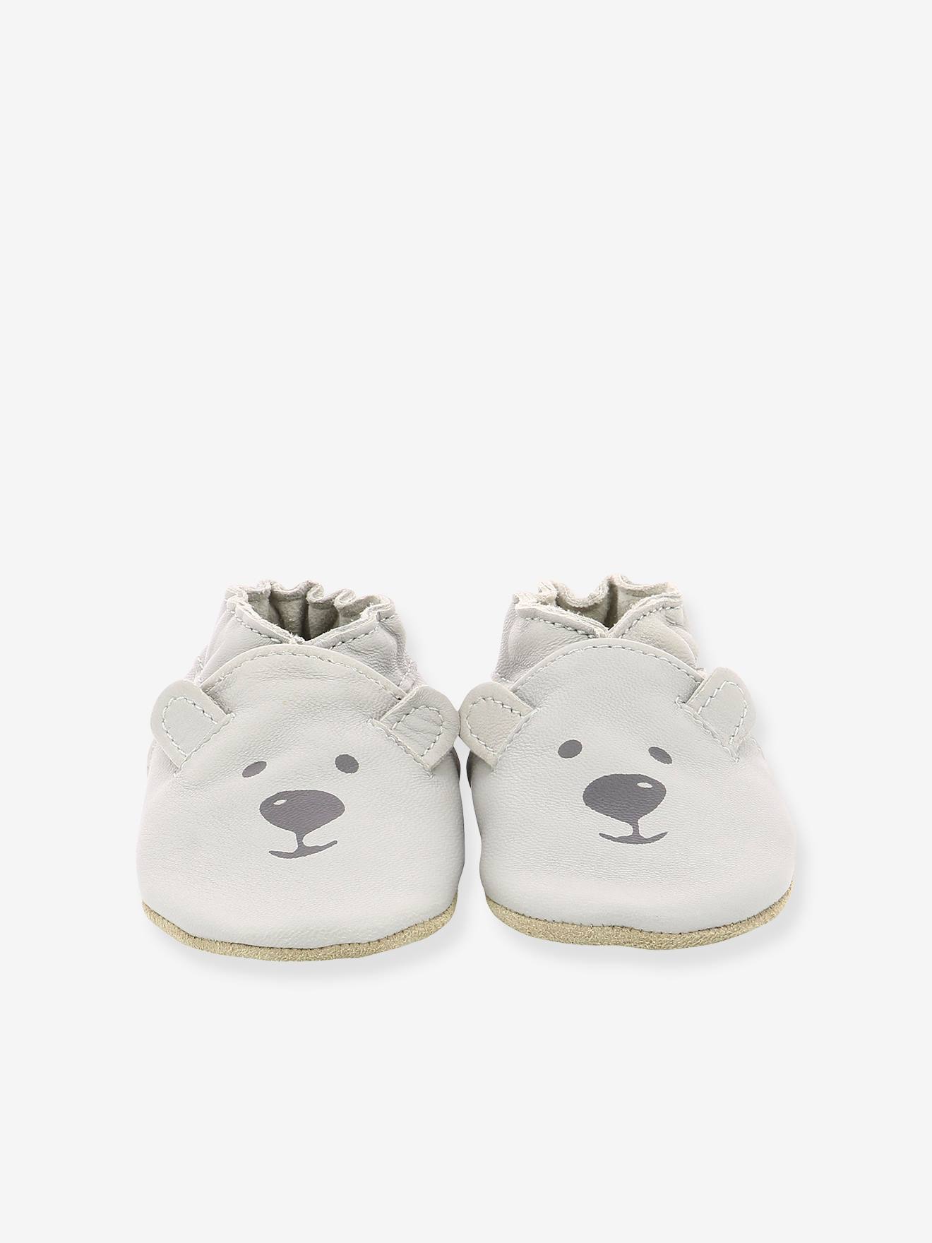 Botinhas Soft Soles Sweety Bear ROBEEZ©, cinza claro liso com estampas