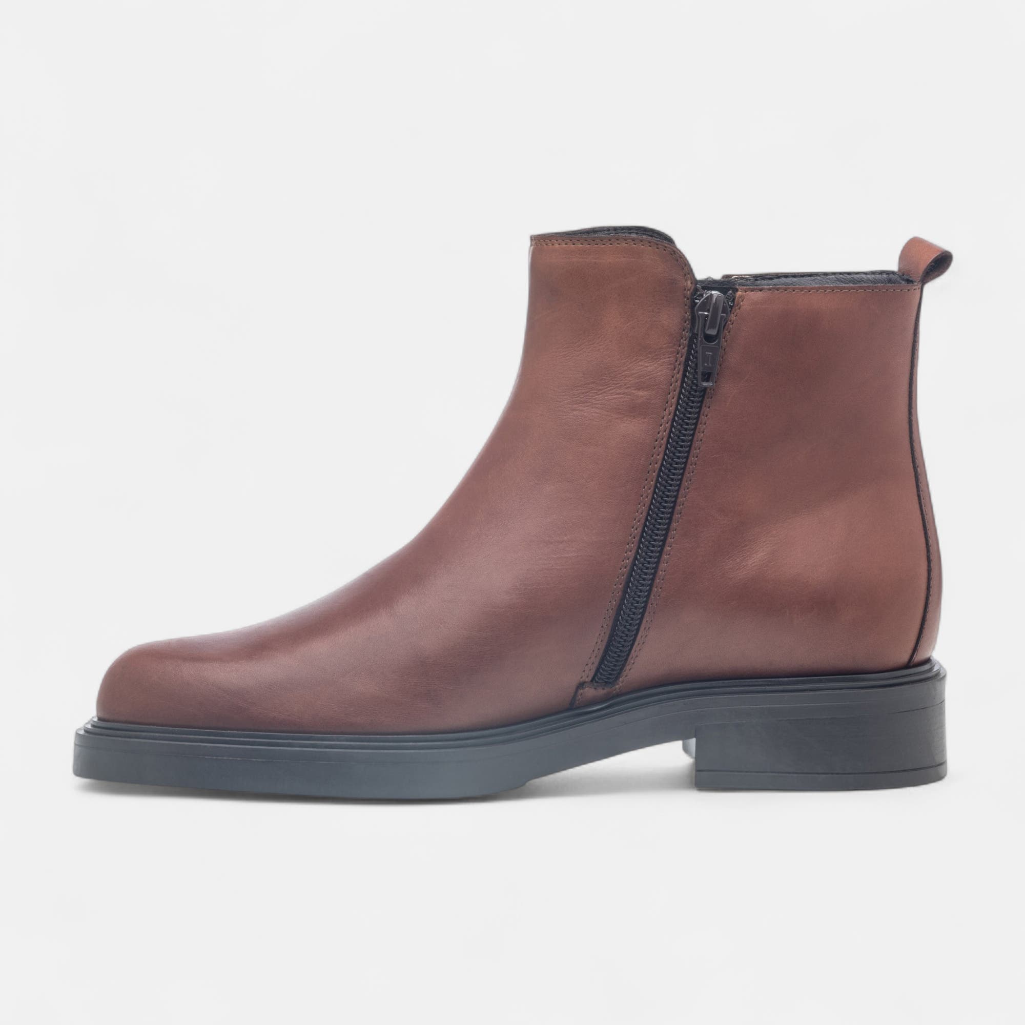 Bottines Femme en cuir cognac