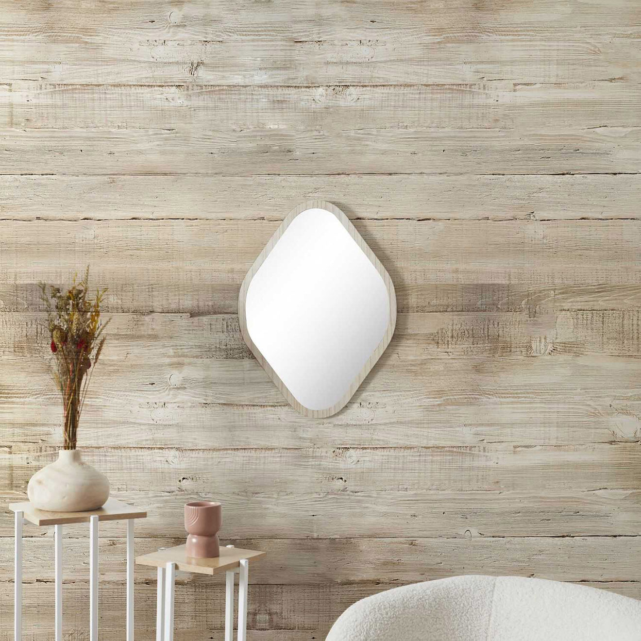 Home Deco Factory Miroir losange Elio marron - 44x60x1 cm