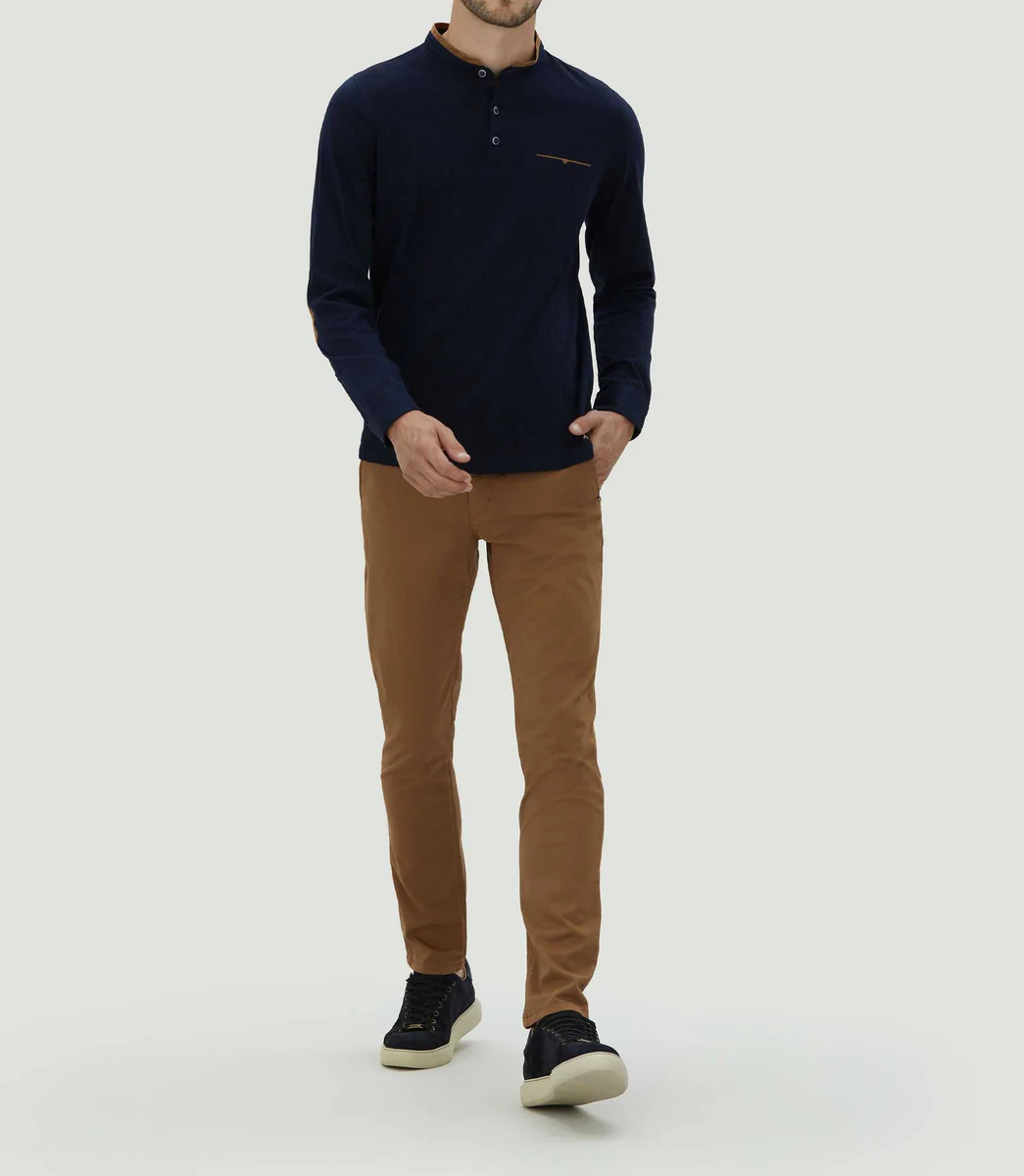 Polo marine col contrasté 
