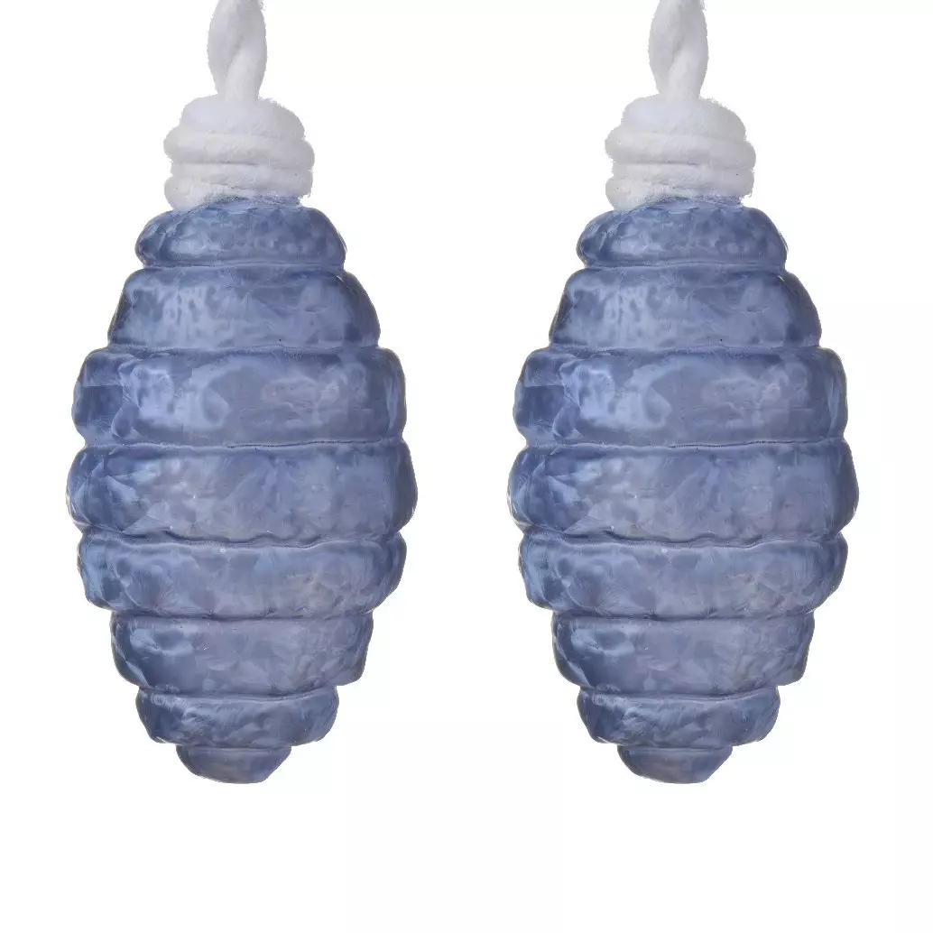 Lot de 2 suspensions en verre (H12 cm) Olive Bleu nuit