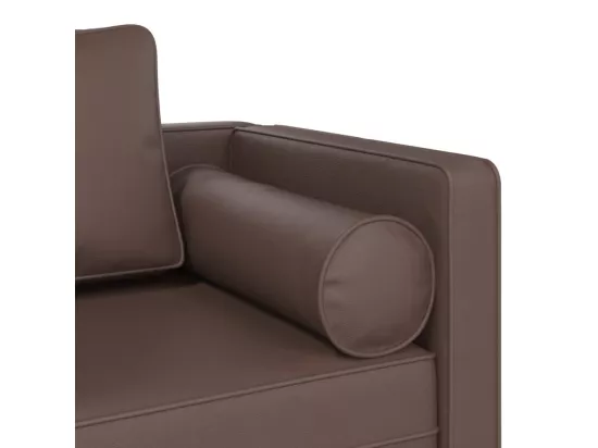 Prolenta Premium - Chaise longue avec coussins marron similicuir