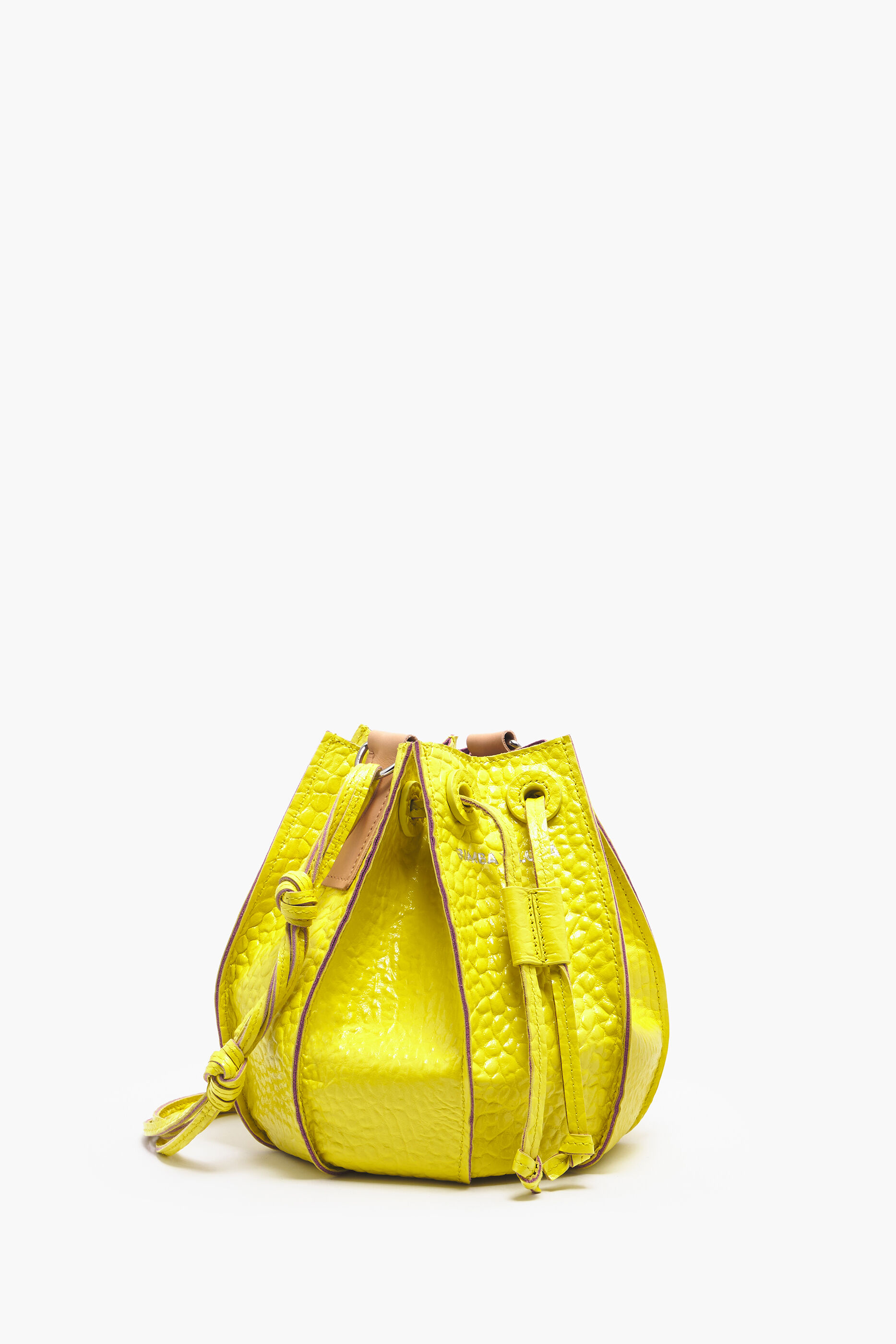 Bolsa de couro amarela tamanho M
