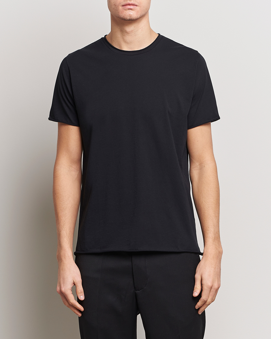 Filippa K Roll Neck Crew Neck Tee Black