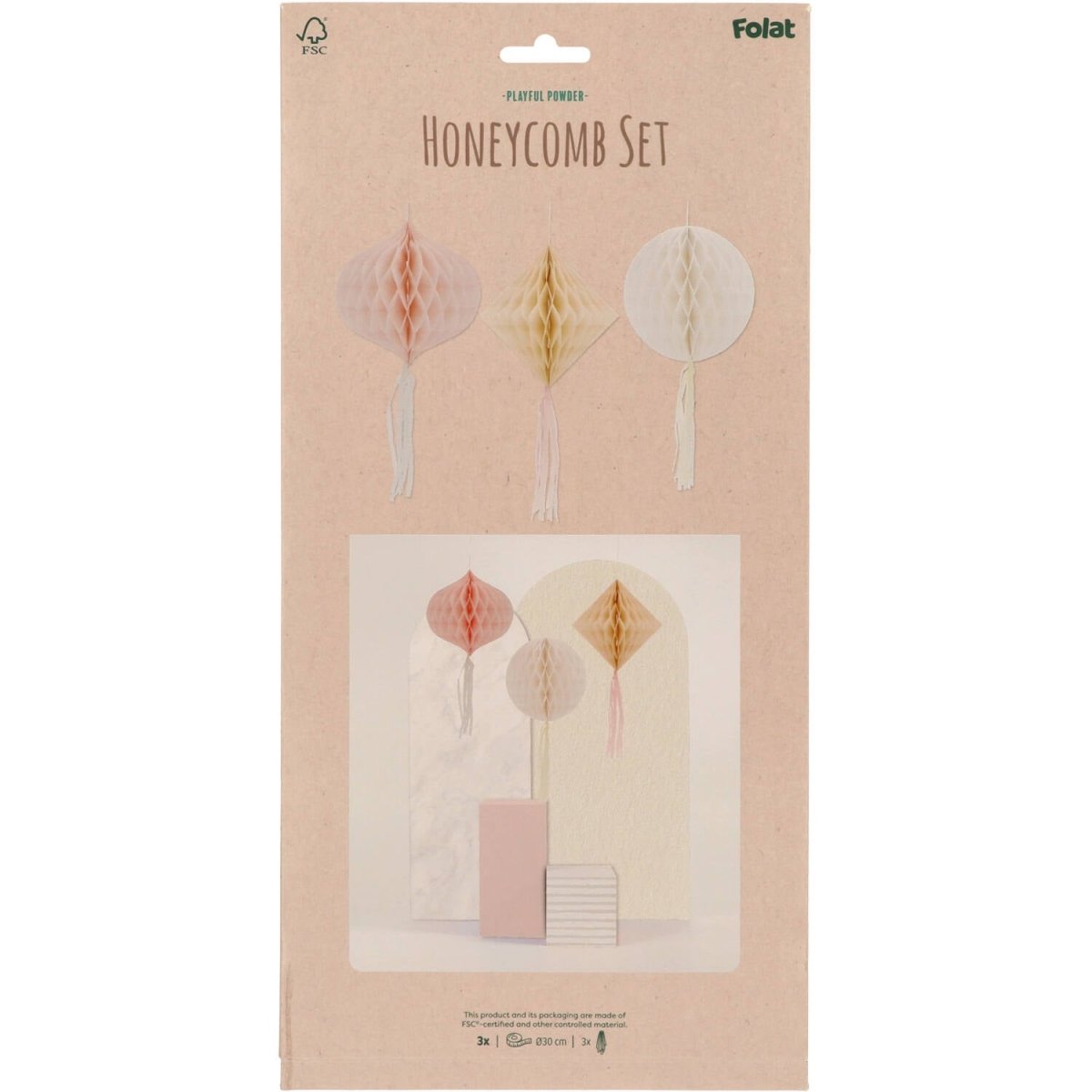 Gekleurde Honeycombs Pastel 30cm 3st