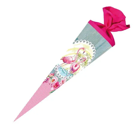 Nestler Schultüte Flamingo 70cm rund,Glitzerdruck