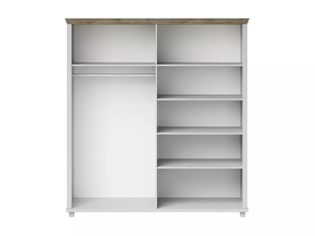 Armoire 200x220 avec 4 portes. Coloris blanc et chêne. Collection ASSIA