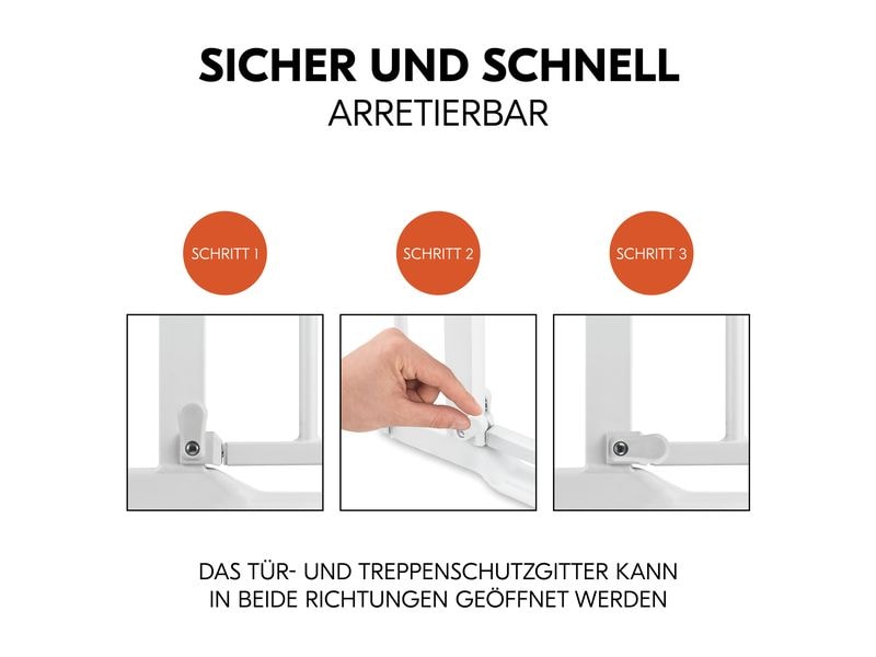 Hauck Türschutzgitter Clear Step Autoclose 2  21 cm Weiss Barrierefreies, automatisch schliessendes Tür- und Treppenschutzgitter-Set