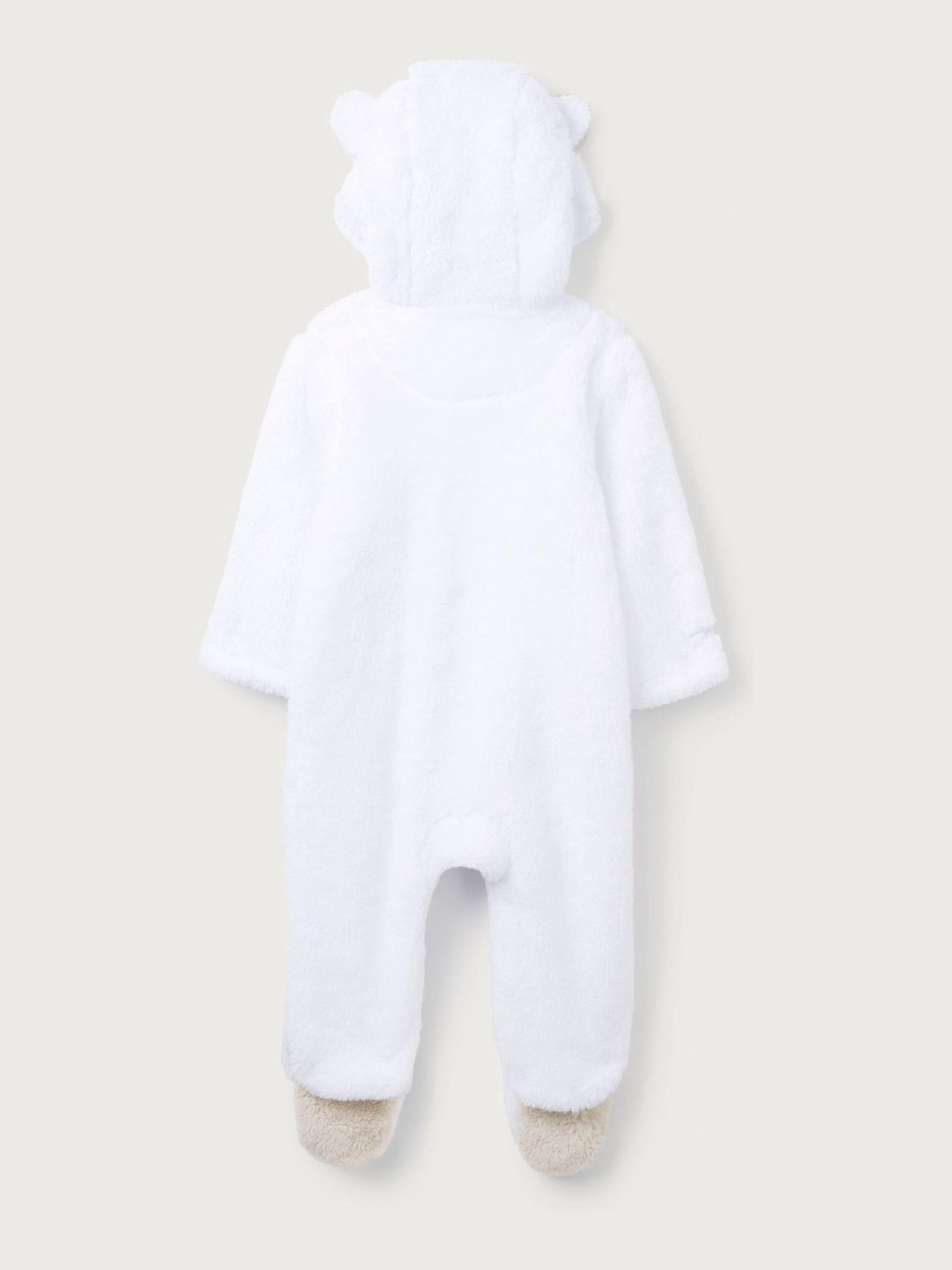Wit - The White Company - Kiezelkleurig fleece romperpakje