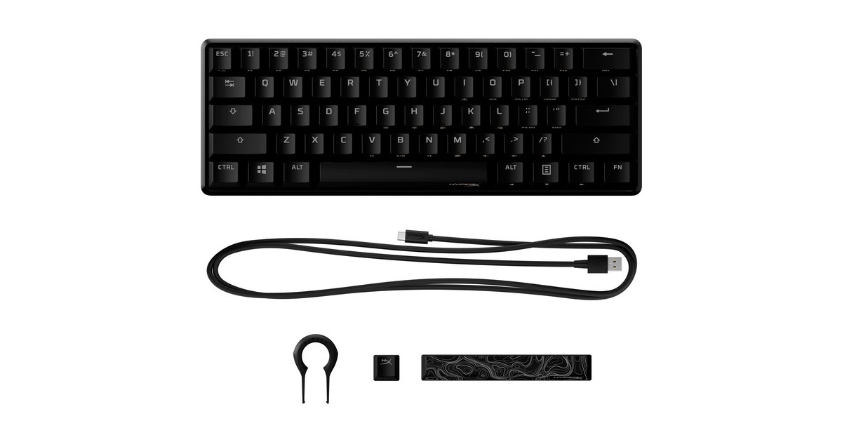 HyperXAlloy Origins 60, gaming toetsenbord  (Zwart, US lay-out, HyperX Aqua, RGB leds, 60%, PBT double-shot)