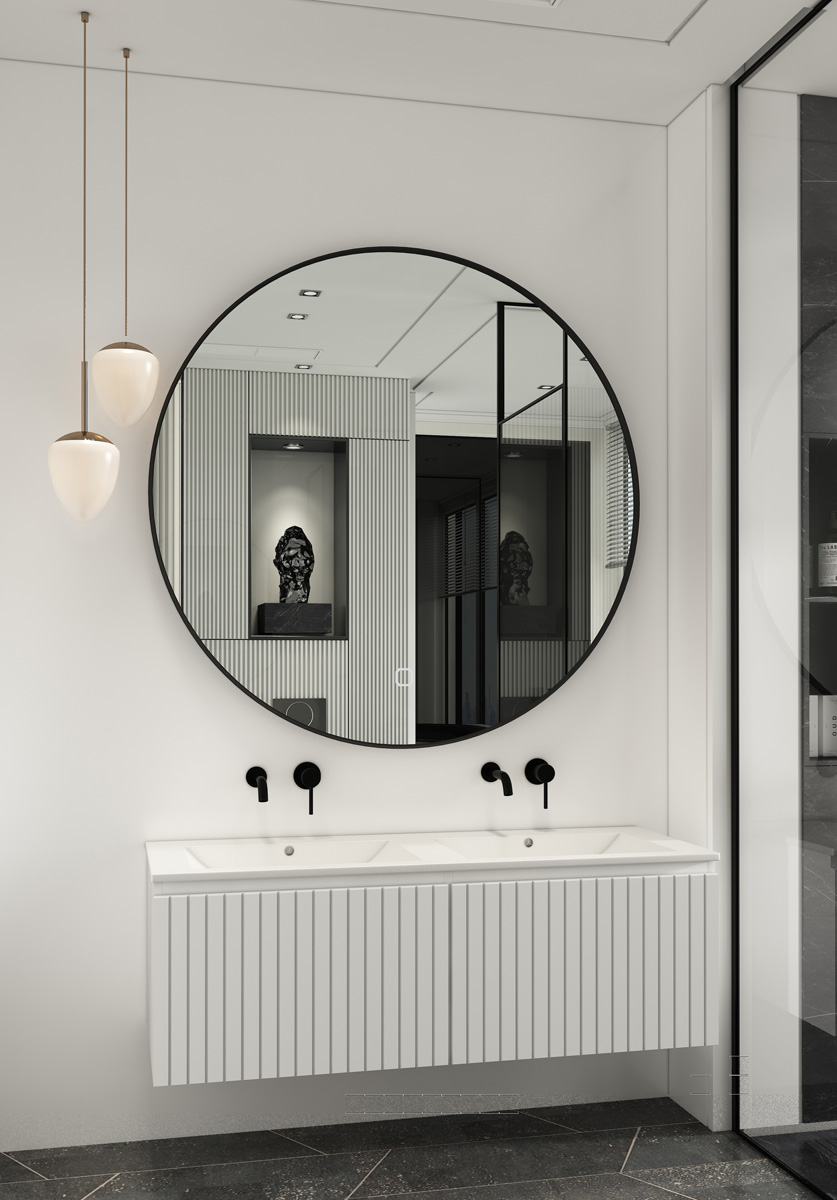 Fontana Lento wit badkamermeubel ribbelfront met witte wastafel 120cm zonder kraangaten