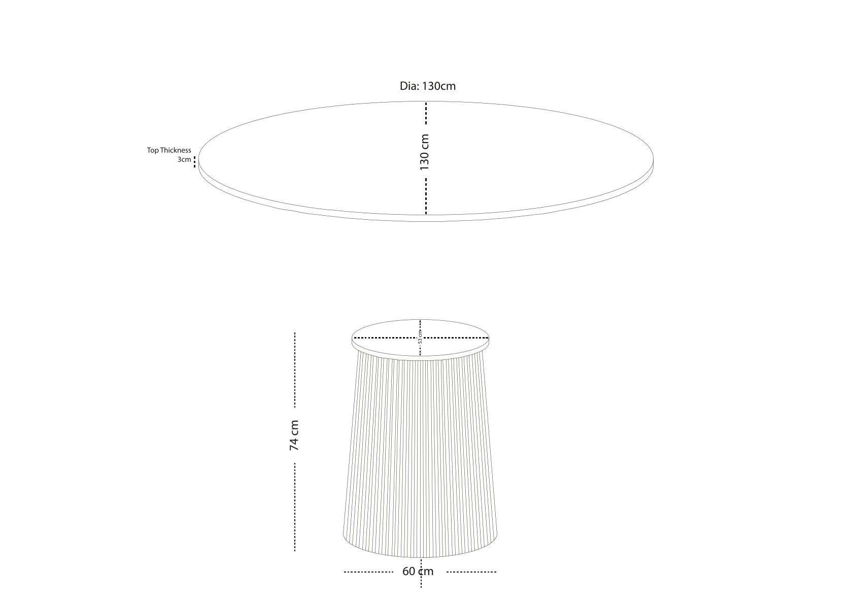 Eetkamertafel Rome 130cm