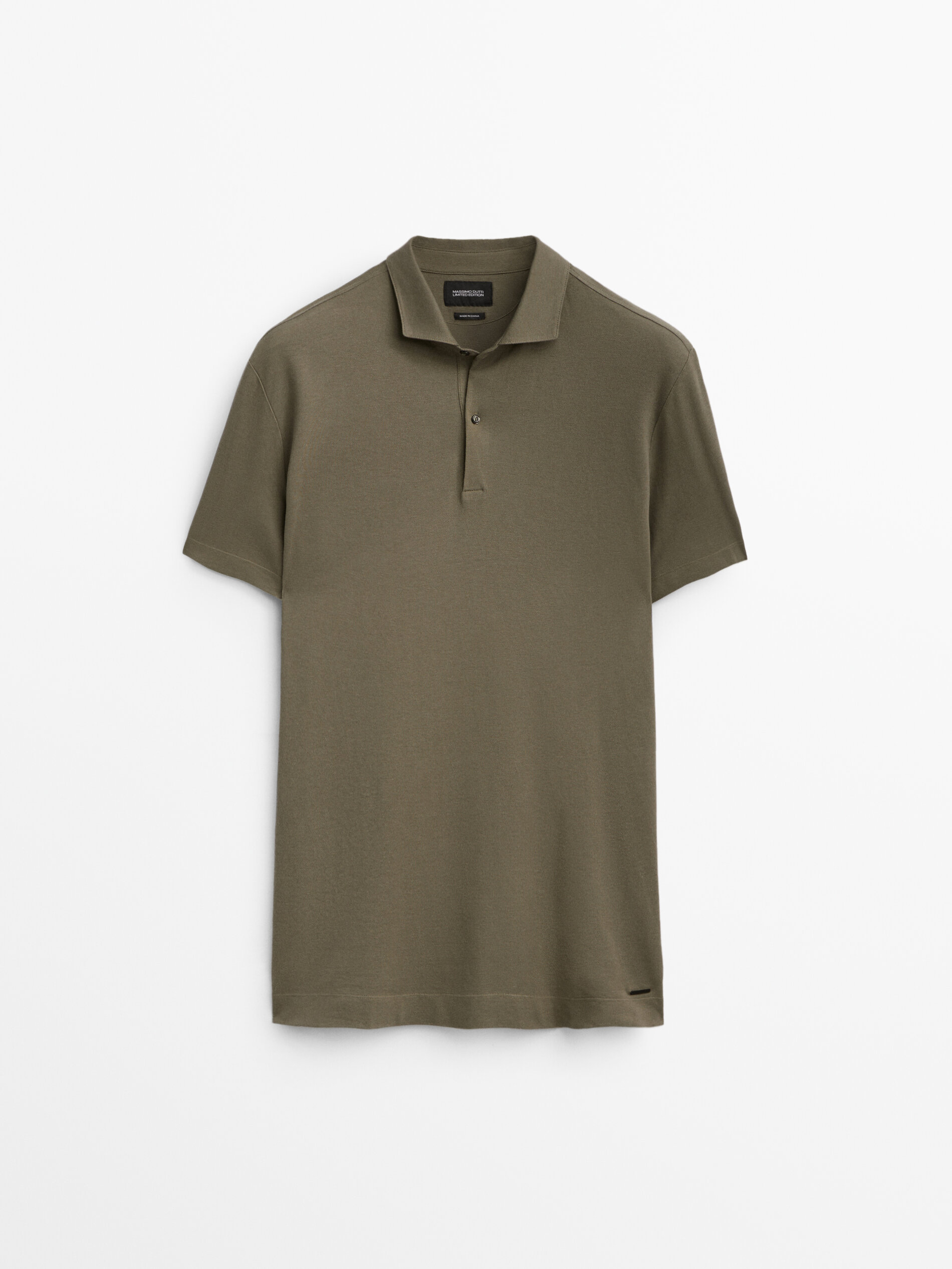 Camisa polo de edição limitada em mistura de algodão e linho - OLIVA
