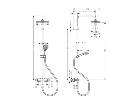 Colonne de douche thermostatique HANSGROHE Vernis Shape, économie d'eau noir mat + nettoyant Briochin