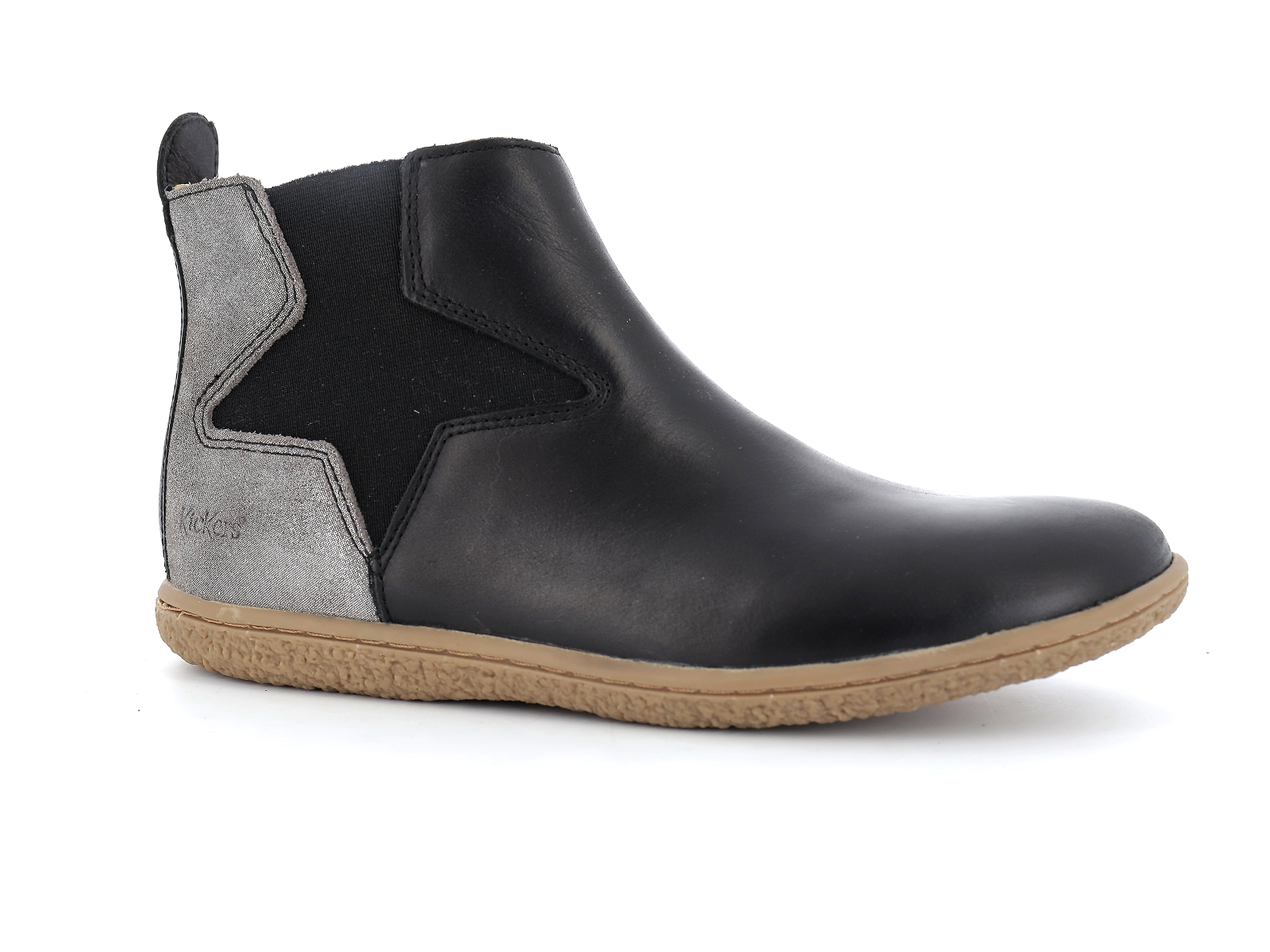 Kickers-744611 Cuir Noir Argent