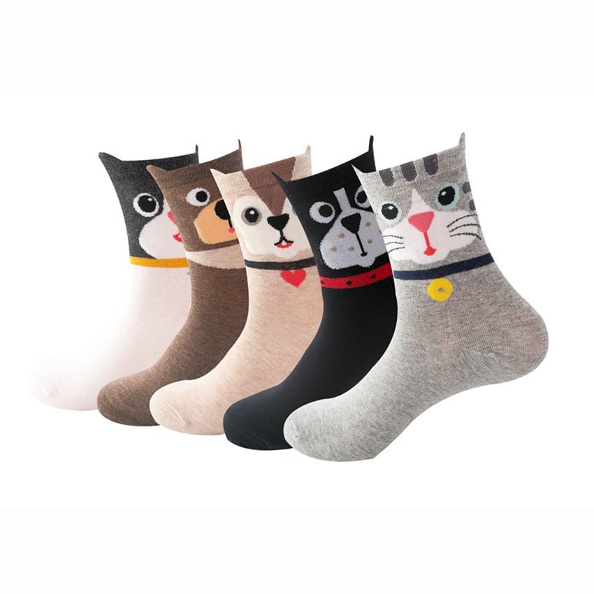 electroyinyang - Set van 5: Enkelsokken met dierenprint