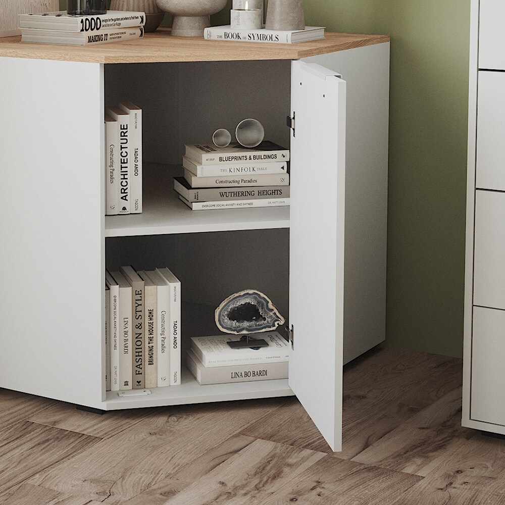 Vicco Eckkommode Betti Weiß Sonoma 78 x 78 cm Wohnzimmer 1 Tür