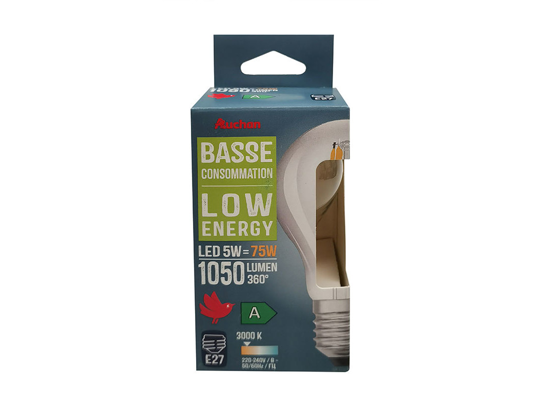 LÂMPADA LED CLASSE A AUCHAN AMARELA E27 75W