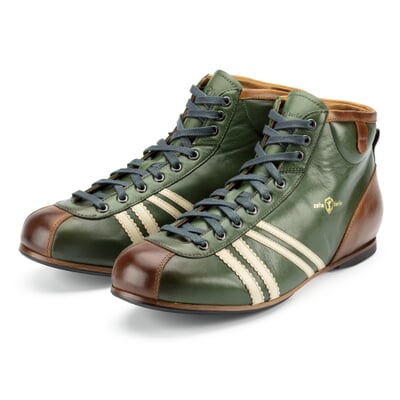 Ledersportschuh Derby, Grün-Braun