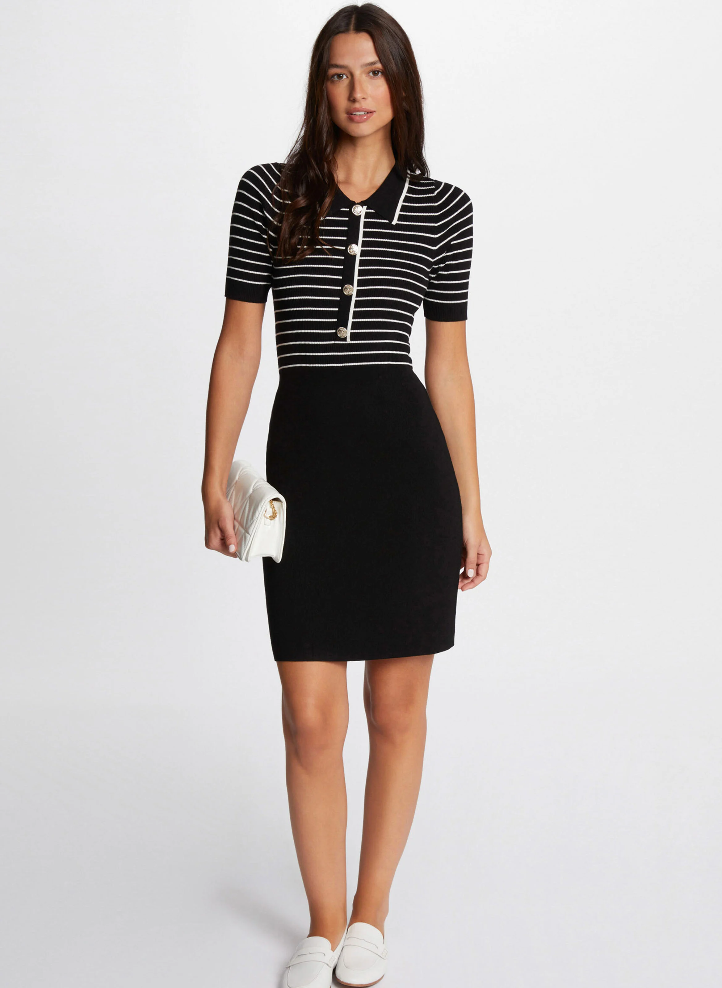 RMROSS - Robe ajustée courte à col polo | Noir