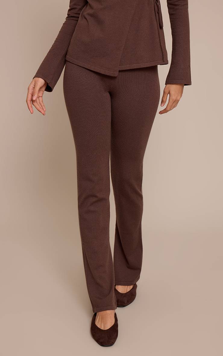 Chocolat Legging Évasé En Maille Fine Tall
