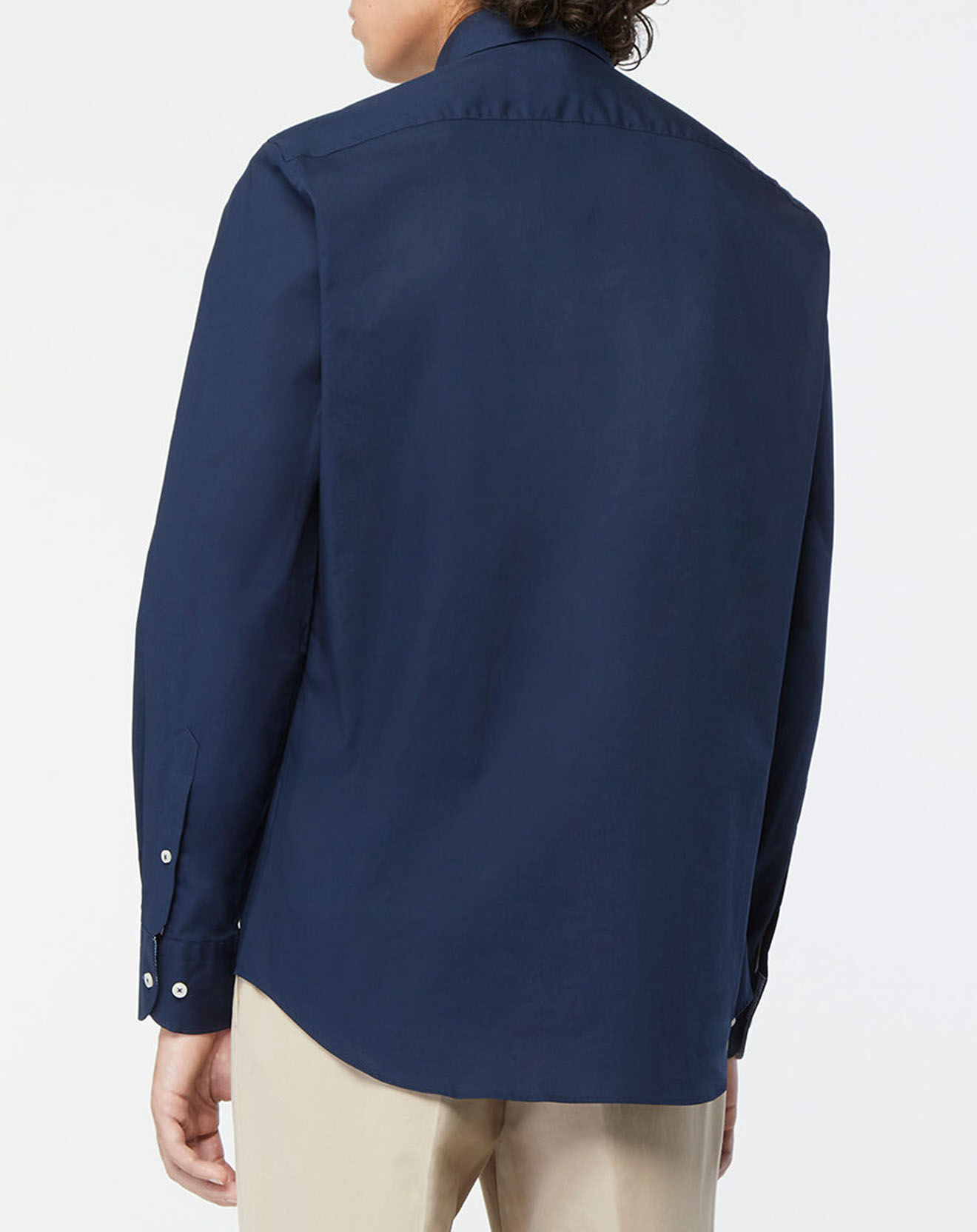Tommy Hilfiger Chemise droite en Popeline 100% Coton Bio Solid bleu marine