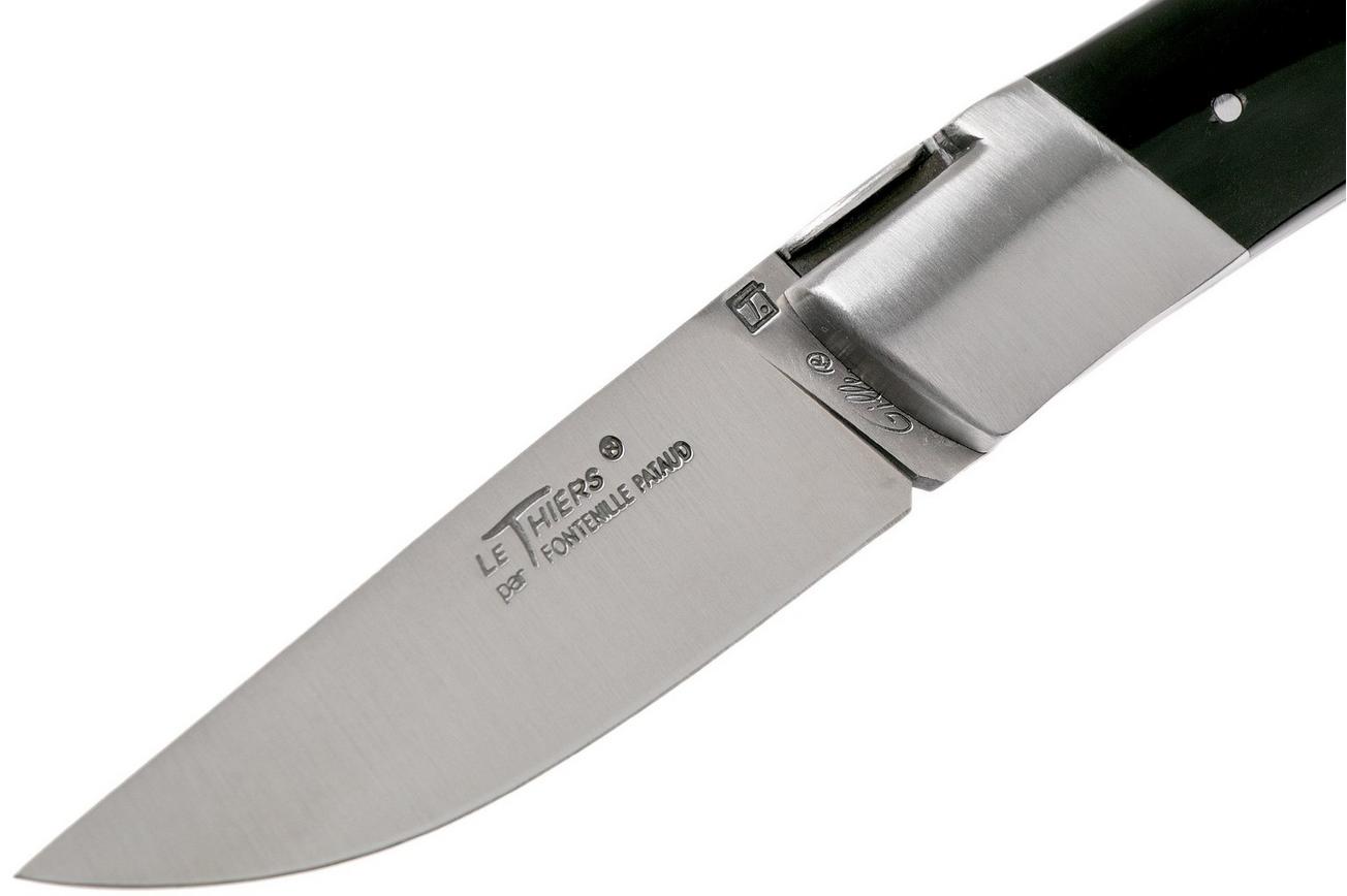 Le Thiers Gentleman zwart gepolijst buffelhoorn T9PCN zakmes by Fontenille Pataud