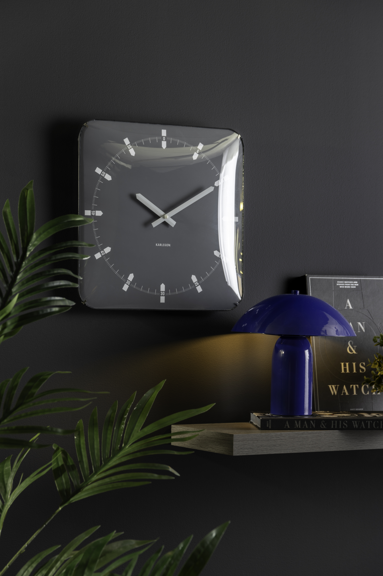 Wandklok Sucinto Dome Square Lichtgrijs