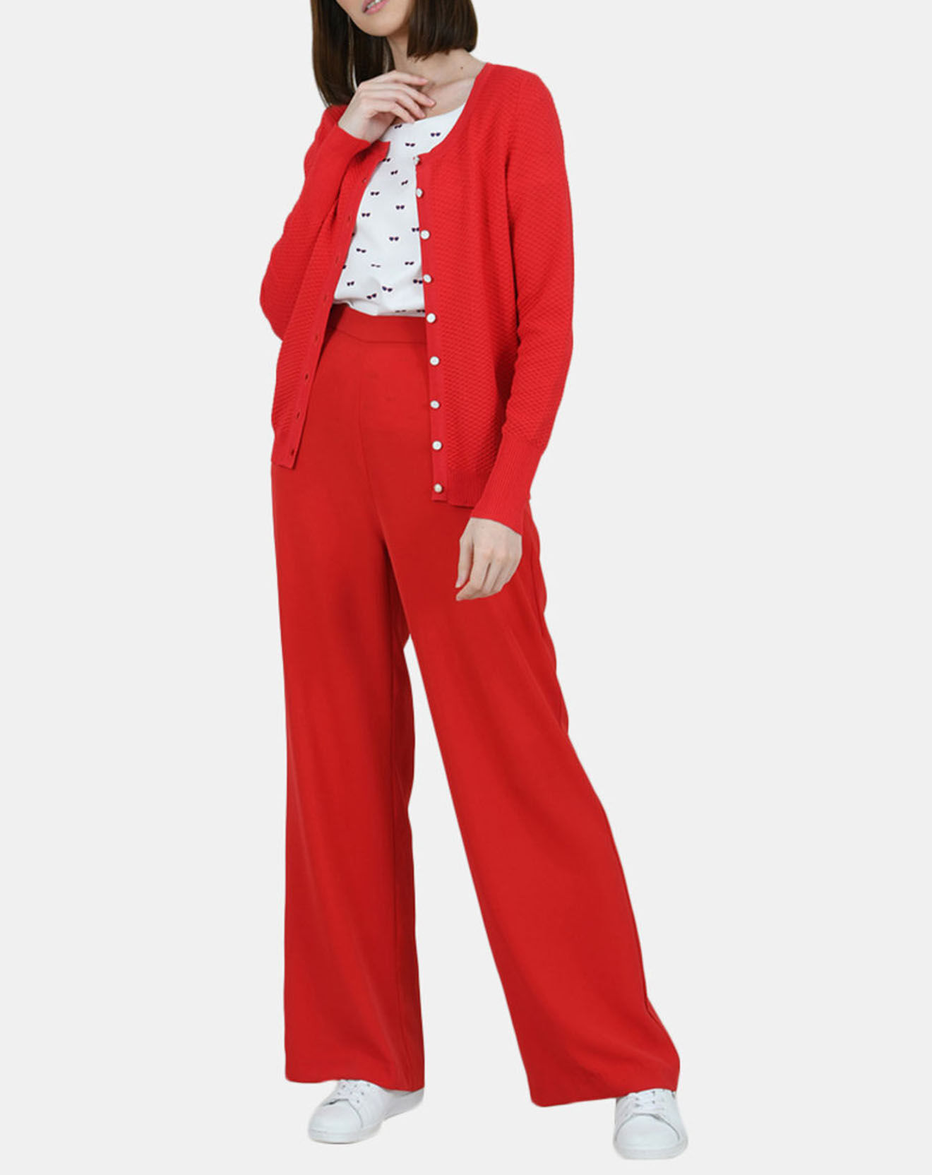 Molly Bracken Gilet  uni boutonnée rouge