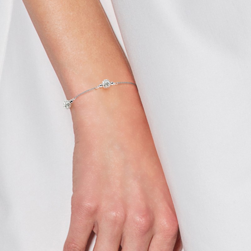 Bracelet trilogie - Cristal blanc - Argent 925