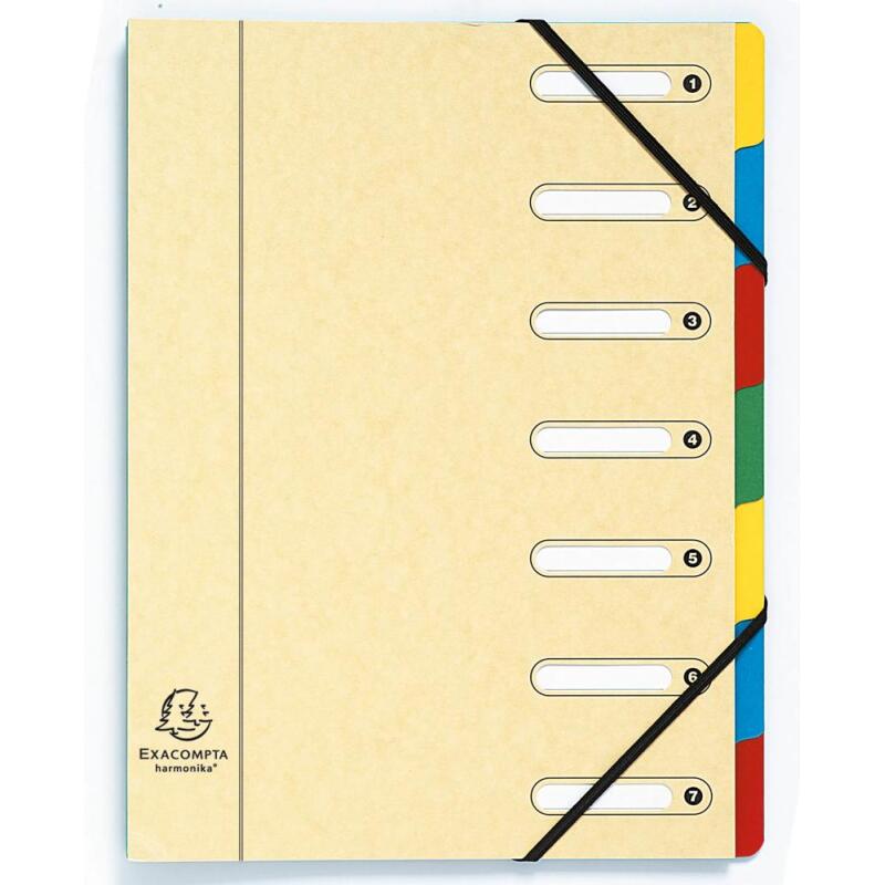 Trieur HARMONIKA® à fenêtres avec élastiques Véritable carte lustrée 7 compartiments