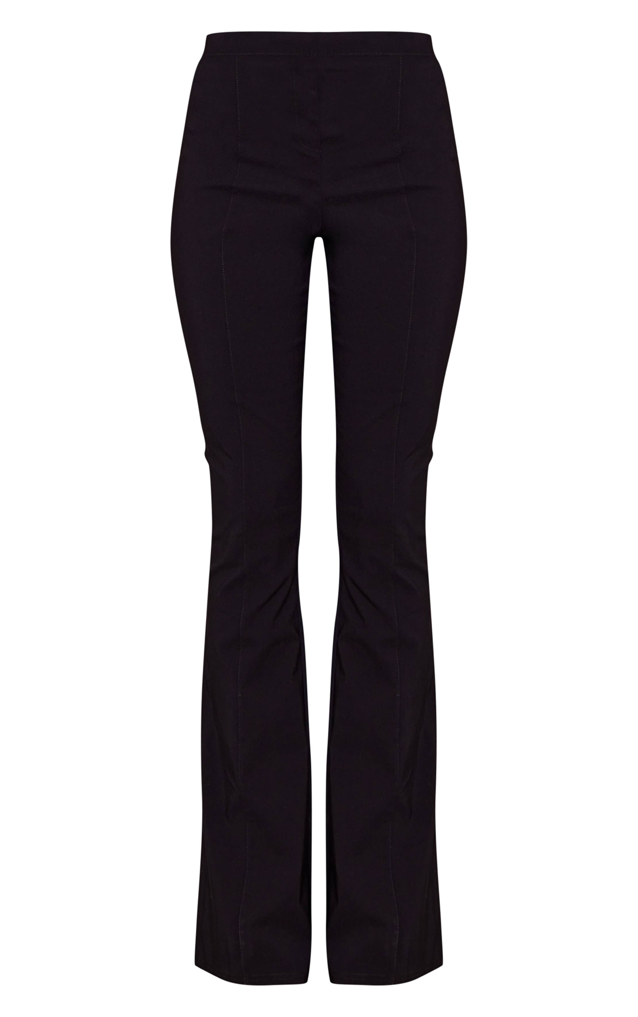 Noir Pantalon Évasé En Tissu Extensible Pour Grande Taille