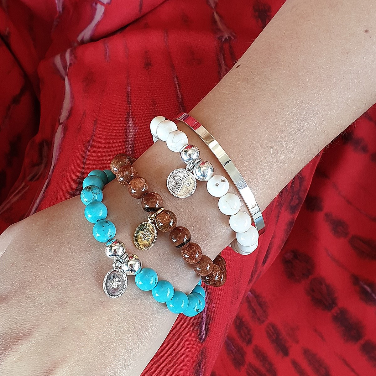 Bracelet pierres howlite turquoise Serenity