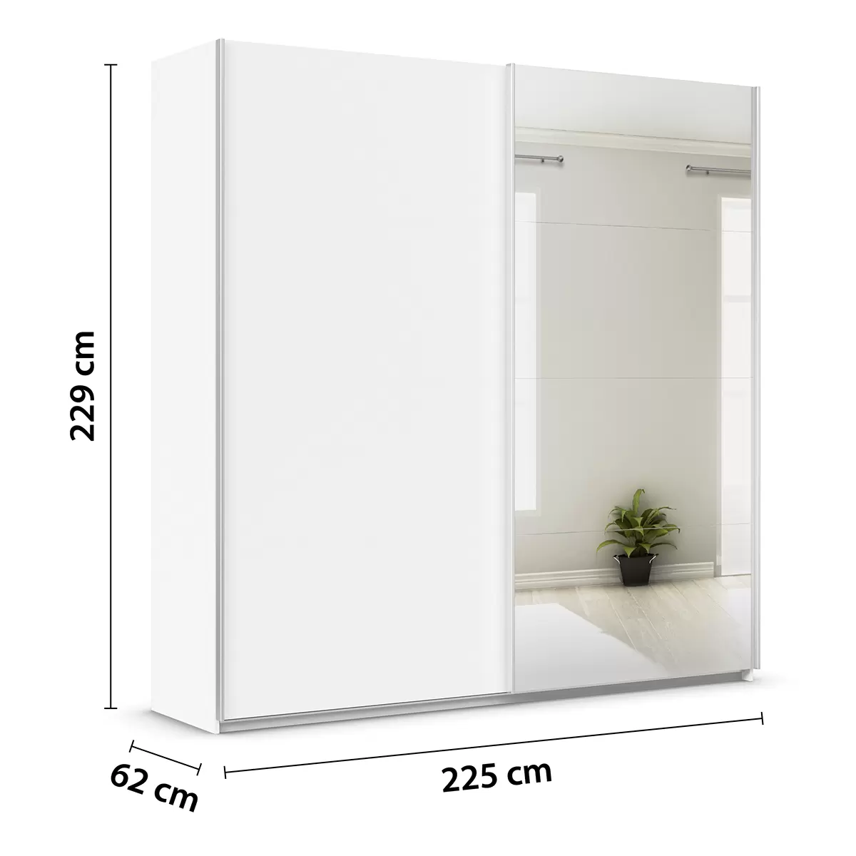 Schwebetürenschrank 2trg. Quadra weiss