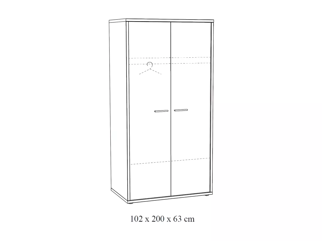 Armoire robuste pour chambre d'enfant 2 portes collection MATHEO coloris gris effet bois