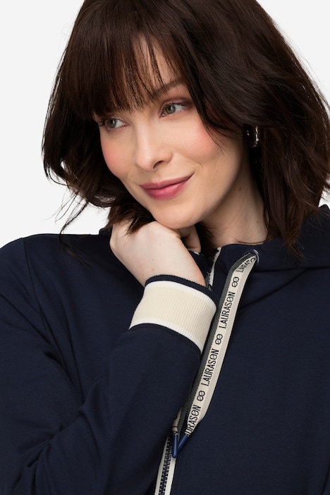 Sweatjacke, Kapuze, Zipper mit Statement Band
