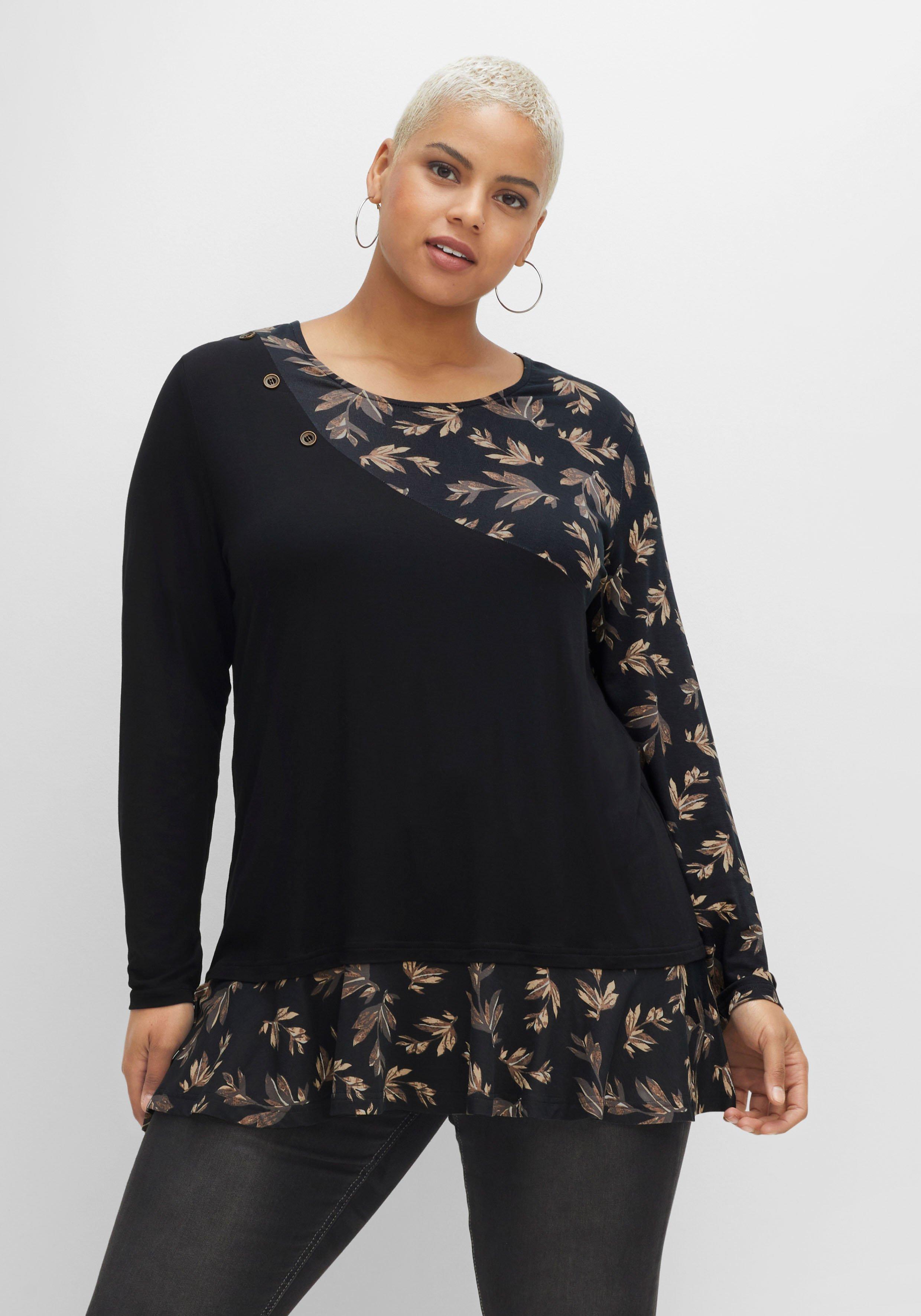 Longshirt mit floralem Druck, in Double-Layer-Optik