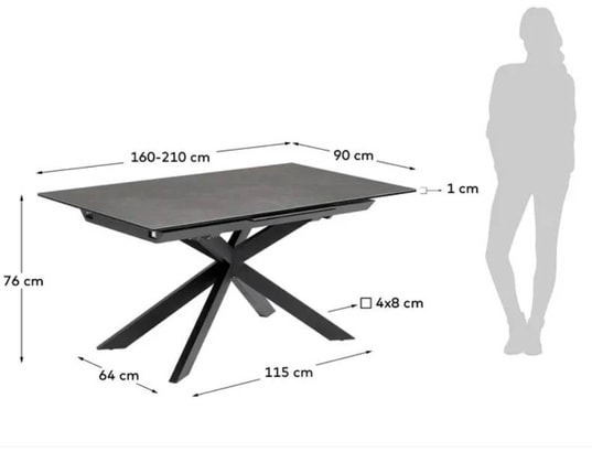 LF - Table de salle à manger Atminda table extensible céramique 160/210 x 90 cm