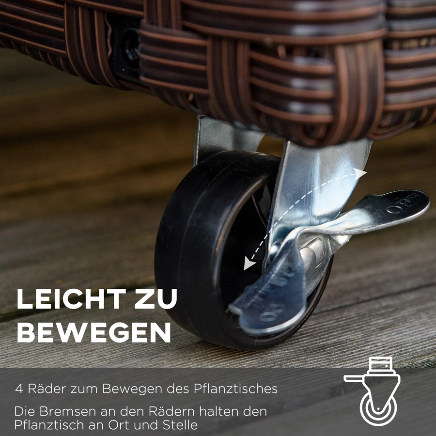 Outsunny Hochbeet mit Rollen braun