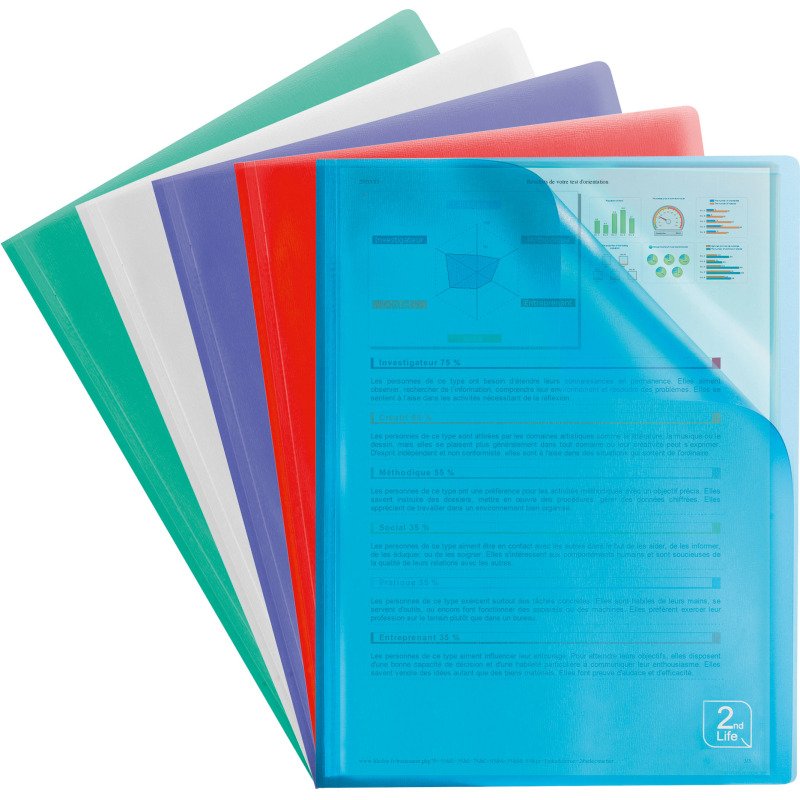 Protège-documents 2ND Life Oxford polypropylène A4 20 pochettes - 40 vues couleurs assorties