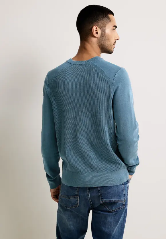 Pullover in Washedoptik - tuna blue