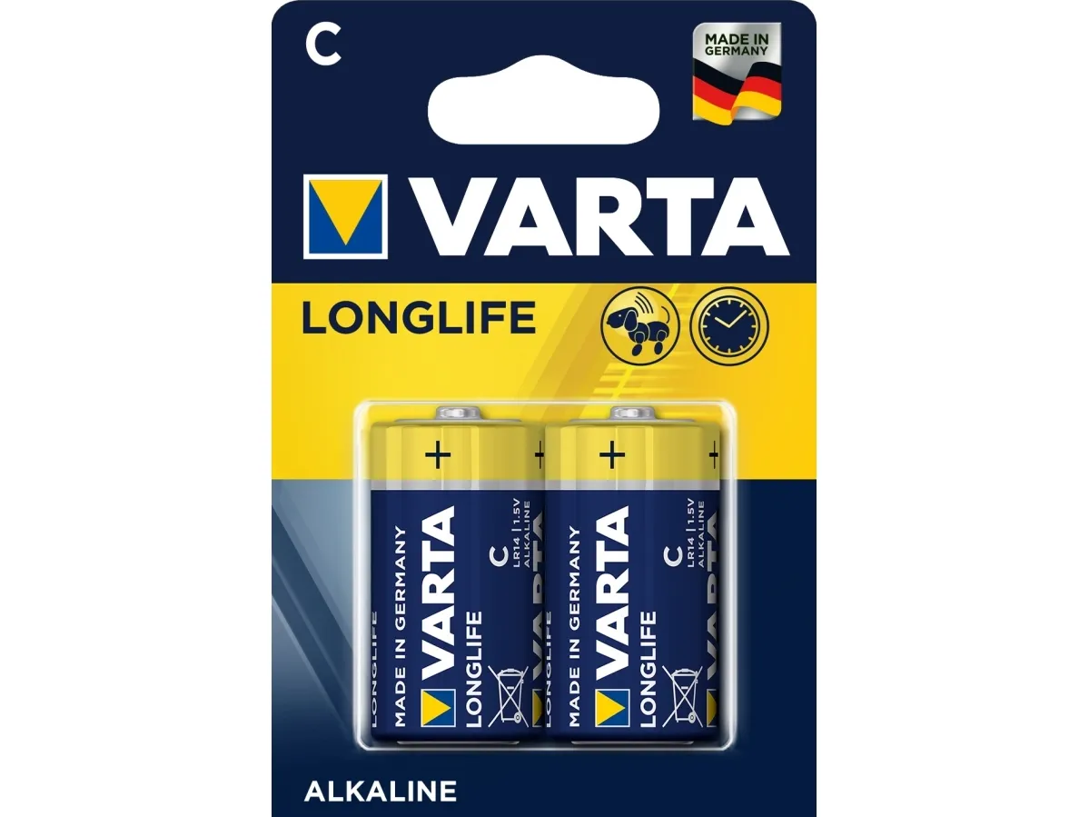 Varta LONGLIFE C Bli 2 C-batteri R14 alkalisk-mangan 7600 mAh 1,5 V 2 stk