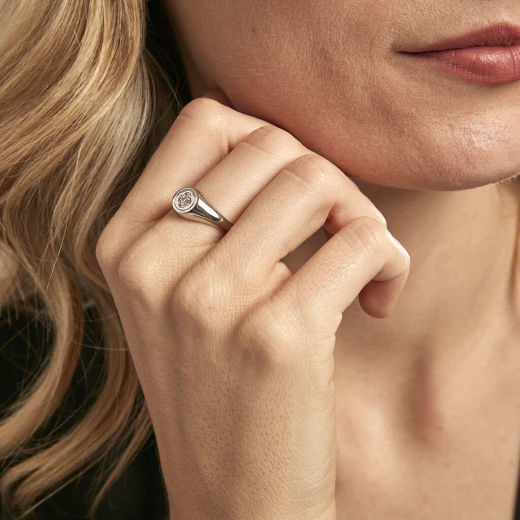 Chevalière Chesley Argent Blanc Oxyde De Zirconium