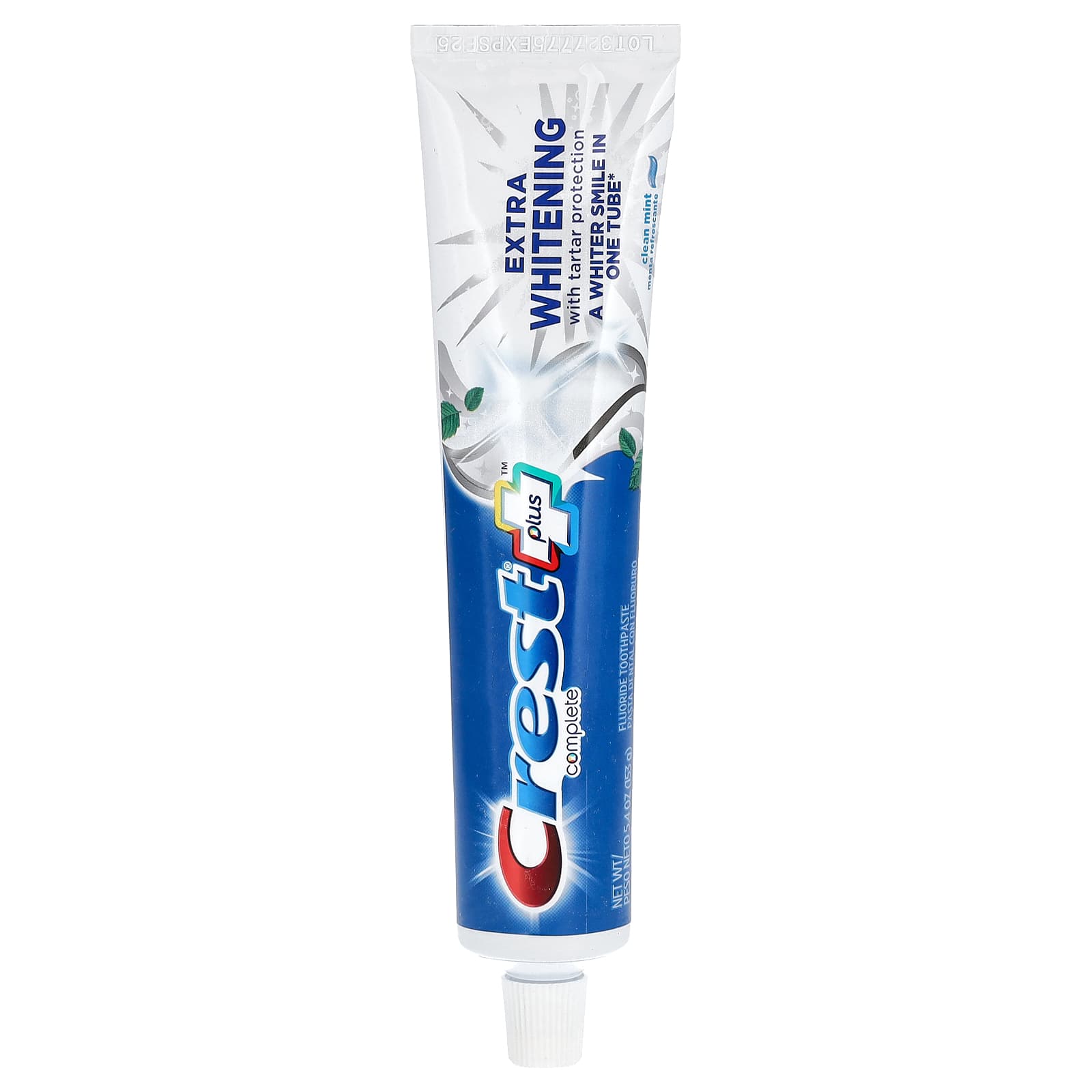 Crest, Plus Complete, fluoride tandpasta, extra witmakend met tandsteenbescherming, Clean Mint, 153 g