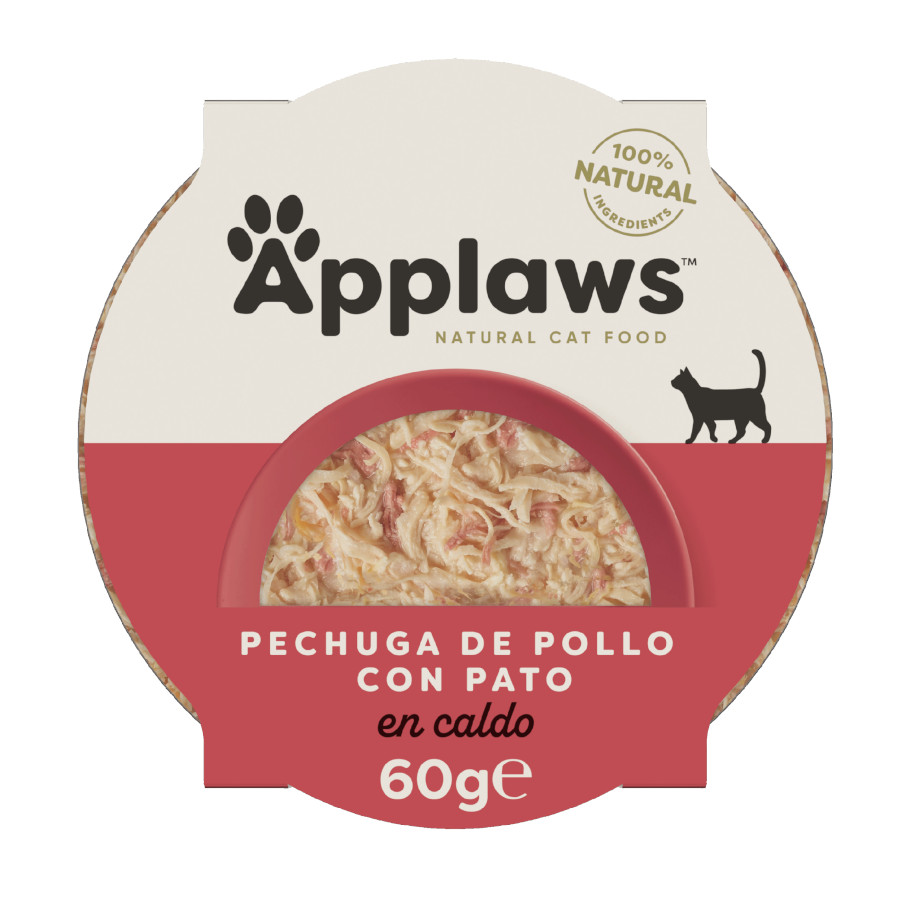Pote de 60g de ração para gatos Applaws sabor Frango e Pato