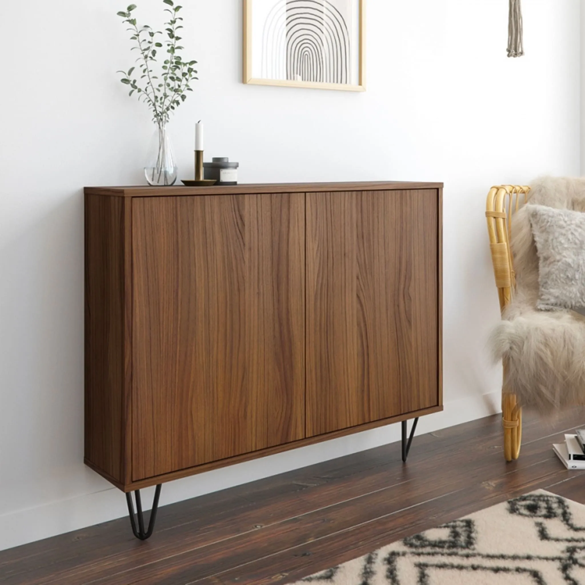 Nexera Console de Rangement 2 Portes Slim - Noyer